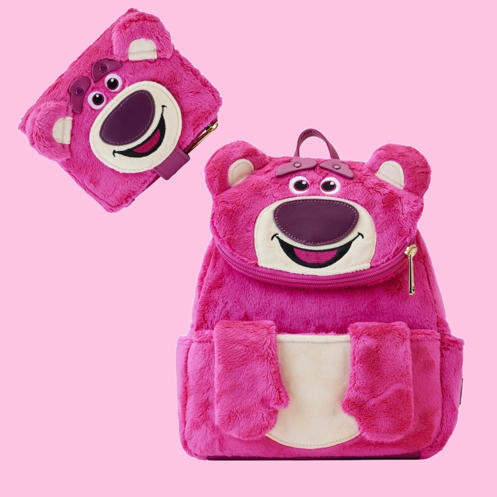 Loungefly Lotso Plush Pink Bear Mini Backpack with wallet